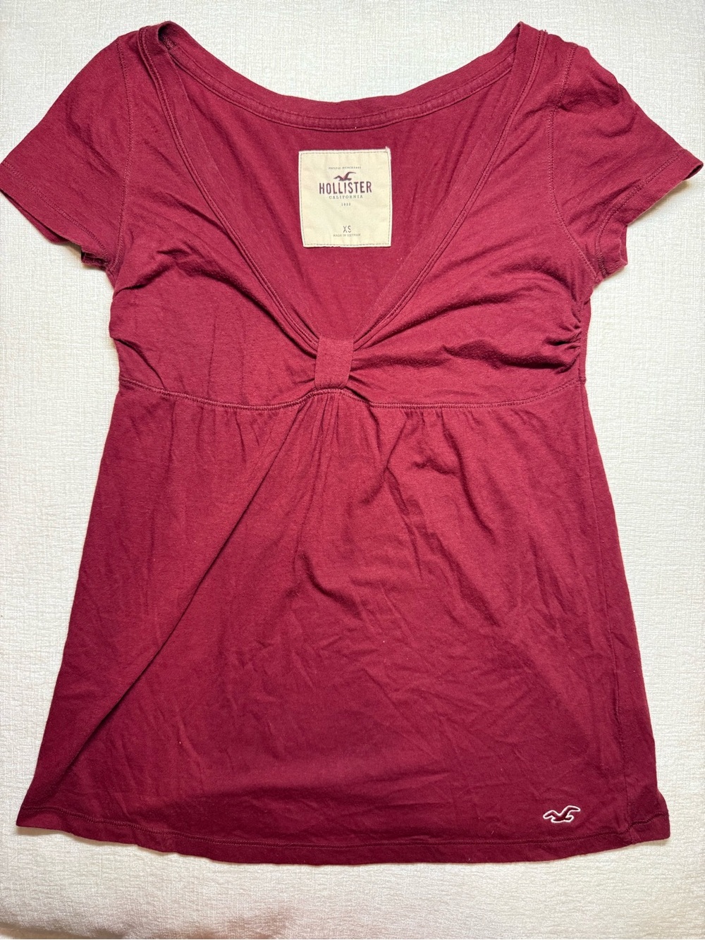 Hollister Wine Red Babydoll Crop Top - Picture 2 of 5